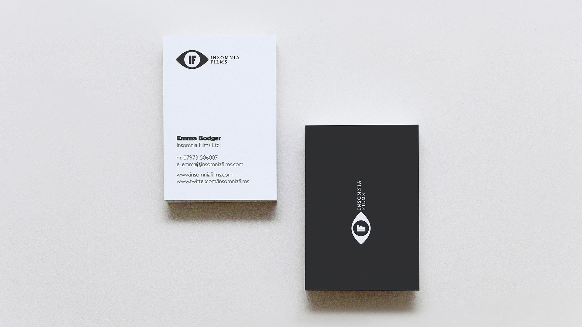 Corporate stationery and logo design for a film company.