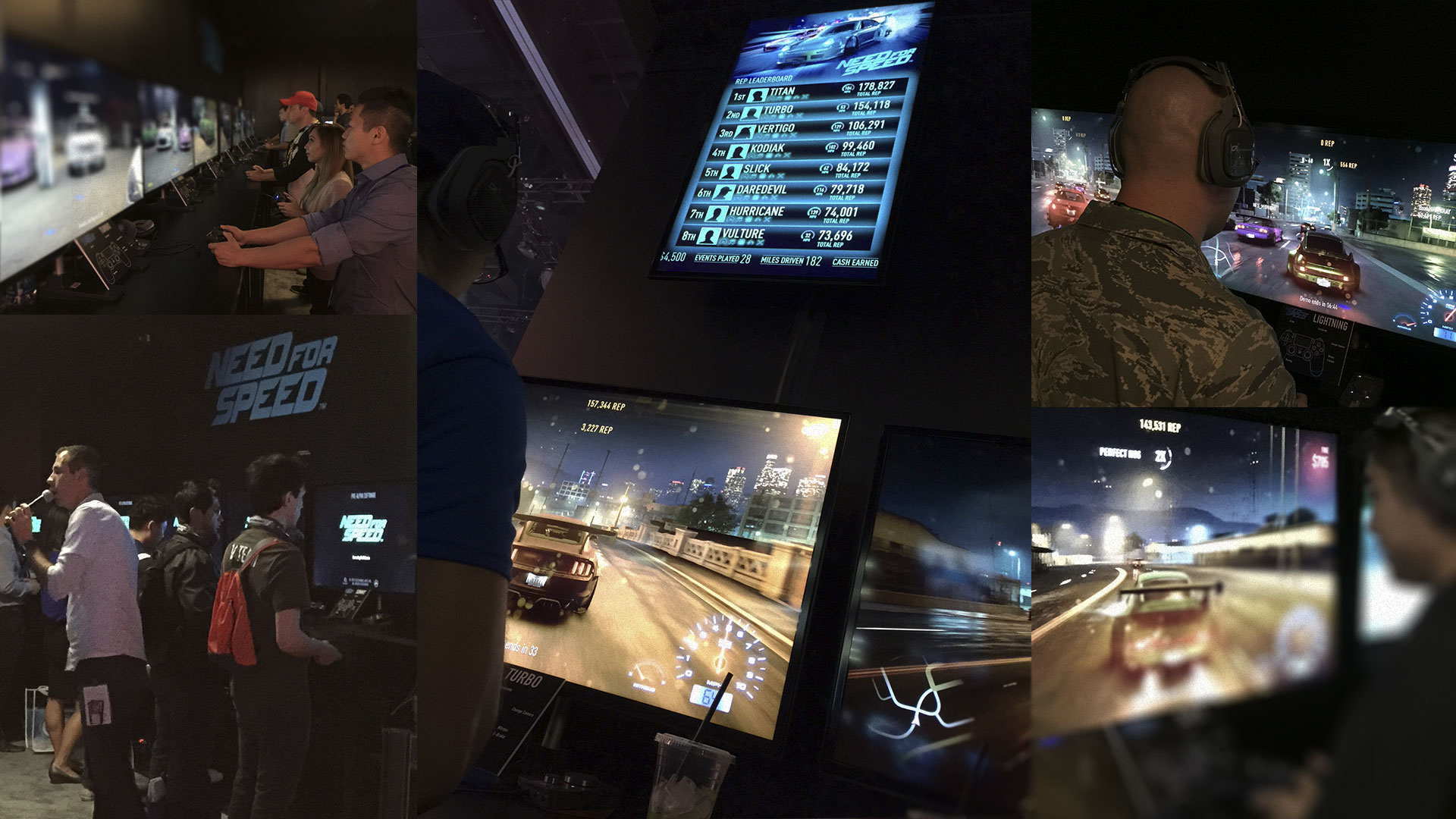 Photomontage from Need For Speed live showfloor at E3.