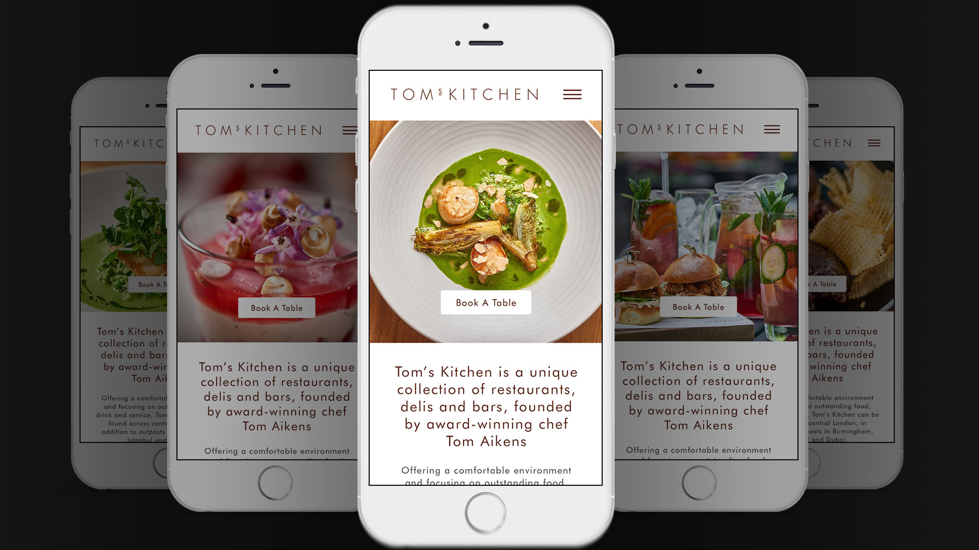 Tom's Kitchen website on mobile devices.